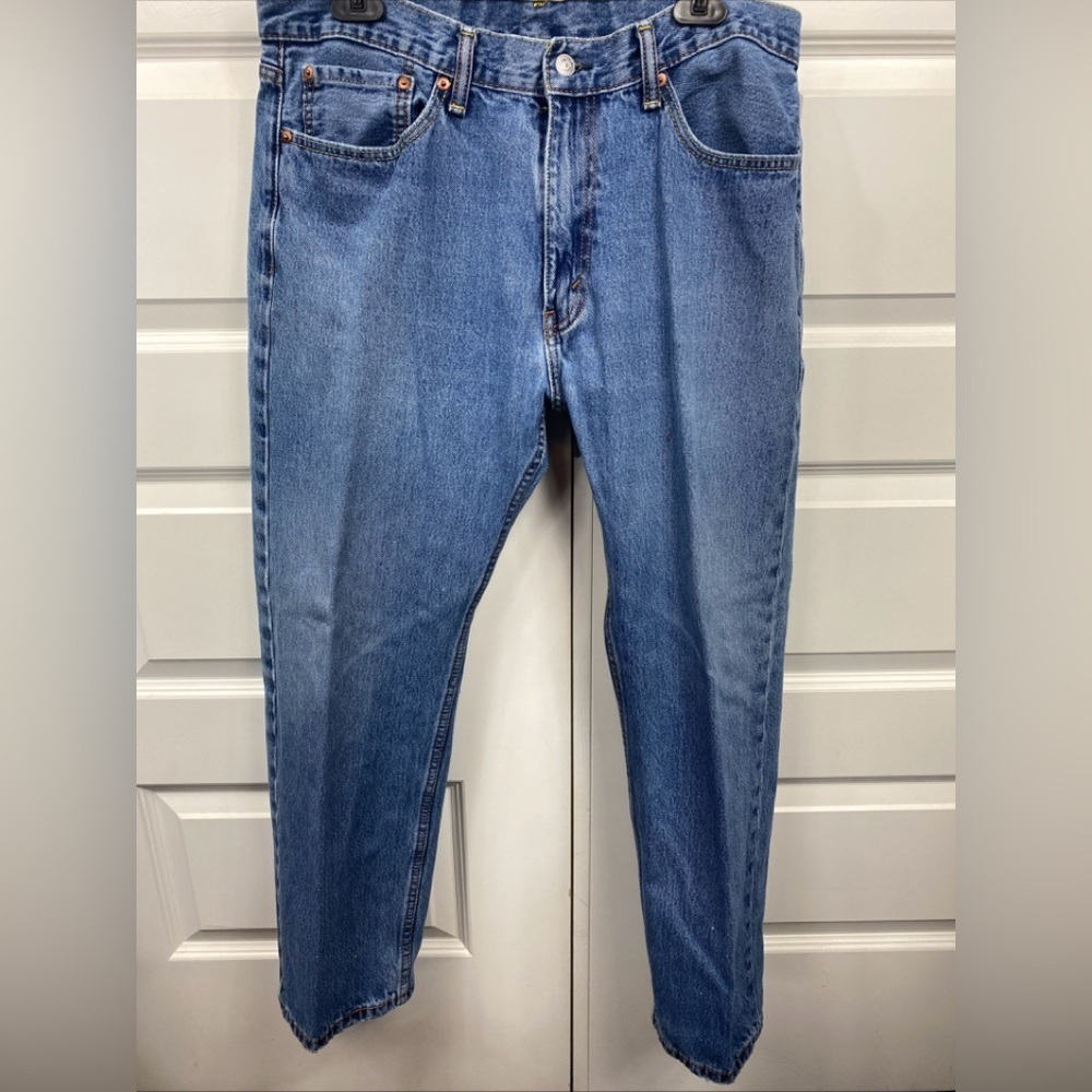 LEVI'S 505 Regular Fit Straight Leg Jeans Men 36x30 Medium Wash Stretch Denim